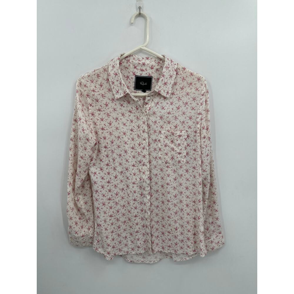 Rails Long Sleeve Button Front Shirt Micro pink floral Size Medium